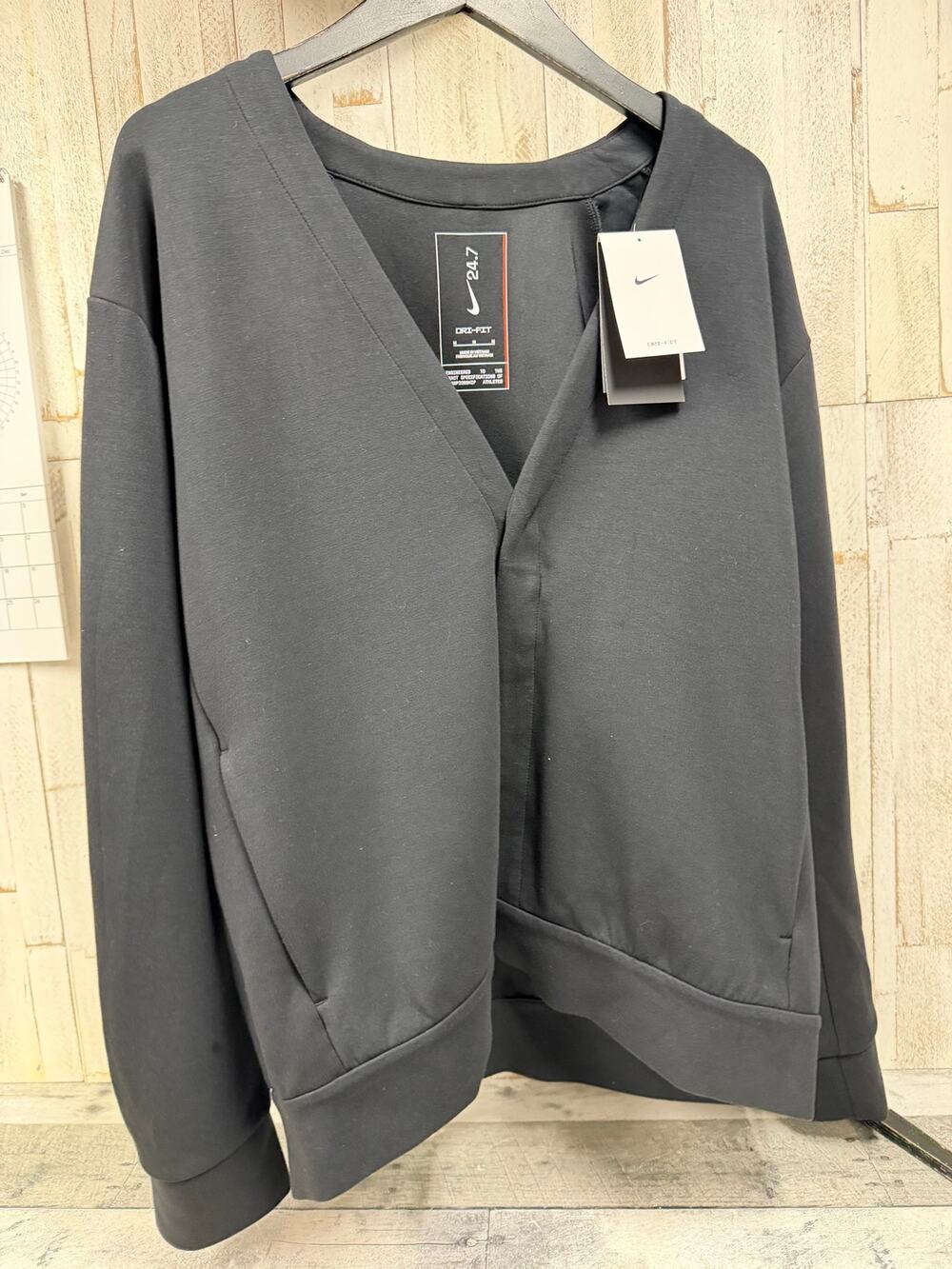Nike 24.7 ImpossiblySoft DRI-FIT Men's Cardigan Black $125 NEW Medium